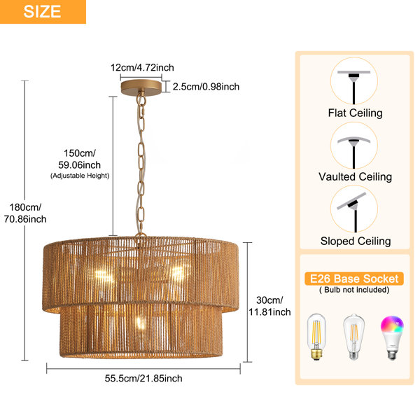 thumbnail image 2 of 13'' Handwoven Rattan Pendant Light ¨C Asian Farmhouse Style, LNC– LNC HOME 2 of 13